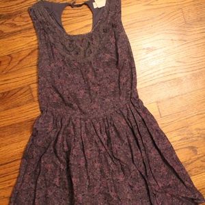 Purple Floral Dress with lace top front